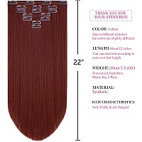 Syxlcygg Auburn Clip Hair Extensions Red Extension 22 Straight 5 Qz Synthetic Like Real Hair Piece Women Easy To Use Fluffy Tan