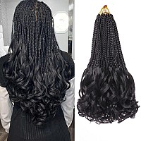 Ruiyok 9 Packs French Curl Crochet Braids 14 Inch Black Crochet Hair Pre Looped Goddess Box Braids With Bouncy Curly Ends Synthe