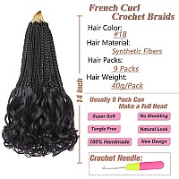 Ruiyok 9 Packs French Curl Crochet Braids 14 Inch Black Crochet Hair Pre Looped Goddess Box Braids With Bouncy Curly Ends Synthe