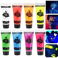 Meicoly Glow Blacklight Face Paintneon Uv Body Paint Set Of 8 Tubes Blacklight Reactive Paintsglow In The Dark Body Paint Neon