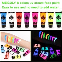 Meicoly Glow Blacklight Face Paintneon Uv Body Paint Set Of 8 Tubes Blacklight Reactive Paintsglow In The Dark Body Paint Neon