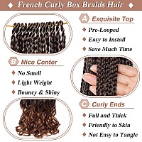 Ruiyok 14 Inch Ombre Brown French Curl Crochet Braids 9 Packs Goddess Box Braids Crochet Hair With Curly Ends Pre Looped Bohemia