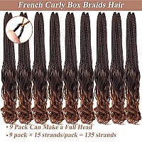 Ruiyok 14 Inch Ombre Brown French Curl Crochet Braids 9 Packs Goddess Box Braids Crochet Hair With Curly Ends Pre Looped Bohemia