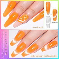 Meet Across Bright Cat Eye Gel Nail Polish And 5 Colors Fluorescent Jelly Gel Polish Soak Off Uv Led Light Nail Kit Gift Box Wit