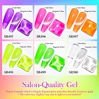 Meet Across Bright Cat Eye Gel Nail Polish And 5 Colors Fluorescent Jelly Gel Polish Soak Off Uv Led Light Nail Kit Gift Box Wit