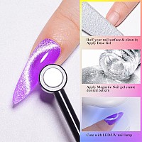 Meet Across Bright Cat Eye Gel Nail Polish And 5 Colors Fluorescent Jelly Gel Polish Soak Off Uv Led Light Nail Kit Gift Box Wit