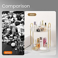 Rotating Makeup Organizer For Vanity Skincare Make Up Storage Perfume Organizers For Bathroom Countertop Clear Cosmetic Organi