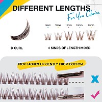 Swinging Brown Lash Clusters 60 Pcs Lashes Cluster Eyelash Extensions Eyelash Clusters Natural Look Wispy Lashes D Curl 914Mm C