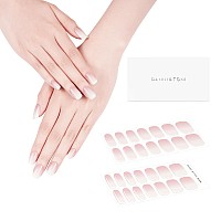 Danni Toni Semi Cured Gel Nail Strips Pink White Ombre Aria Gradient Gel Nail Stickers Gel Polish Strips 28 Stickers