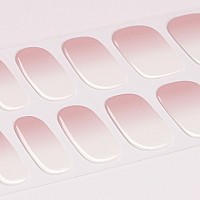 Danni Toni Semi Cured Gel Nail Strips Pink White Ombre Aria Gradient Gel Nail Stickers Gel Polish Strips 28 Stickers