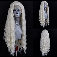 Wxhwcx Long White Blonde Wavy Synthetic Lace Front Wig Middle Part Lace Wigs Synthetic Hair Wig For Women Cosplay Wigs