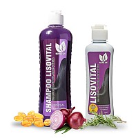 Natural Sant Liso Vital Duo Kit Shampoo Leavein Conditioner Anti Frizz Heat Protectant For Hair With Red Onion Extract