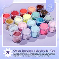 Rosalind 29Pcs Dip Nails Powder Starter Kit 20 Color Dip Powder Nail Kit Red Purple Green Glow In The Dark Nail Dip Powder Colo