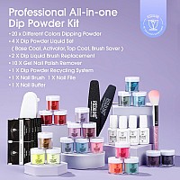 Rosalind 29Pcs Dip Nails Powder Starter Kit 20 Color Dip Powder Nail Kit Red Purple Green Glow In The Dark Nail Dip Powder Colo