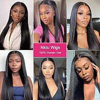 Nktu Lace Front Wigs Human Hair 13X4 Straight Hd Transparent Lace Frontal Wigs For Women Human Hair Glueless Pre Plucked With Ba