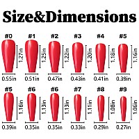 Lifextol 120Pc Coffin Press On Nails Medium Length Colored Long Ballerina Red Fake Nails Full Cover Acrylic Tips False Artificia