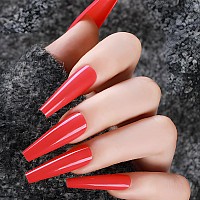 Lifextol 120Pc Coffin Press On Nails Medium Length Colored Long Ballerina Red Fake Nails Full Cover Acrylic Tips False Artificia