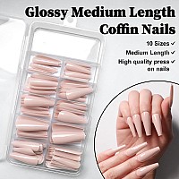 Lifextol 120Pc Coffin Press On Nails Medium Length Colored Long Ballerina Fake Nails Full Cover Acrylic French Tips False Artif