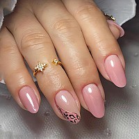 Imsohot Oval Press On Nails Short Fake Nails Pink Gradient French Tips False Nails Round Glossy Full Cover Glue On Nails Acrylic