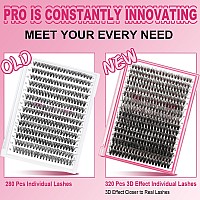 Lash Ciusters 320Pcs Individual Lashes 3D Fluffy Cluster Lashes Natural Look Eyelash Clusters Faux Mink Wispy Lashes 30D40Dd M