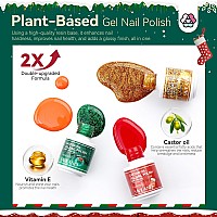 Saviland Christmas Gel Nail Polish Set 12 Colors Glitter Red Green Sliver Black Gel Polish Nail Sticker Nail Art Liner Brush Ge