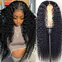 Absfwiw 28Inch Deep Wave Lace Front Wigs Human Hair13X4 Hd Transparent Deep Wave Frontal Wigs Glueless Curly Wigs For Women 180