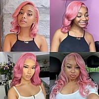 Lady Miranda Pink Wig Loose Wave Lace Part Wig Nature Curly Synthetic Heat Resistant Weave Full Wigs For Black Women Pink