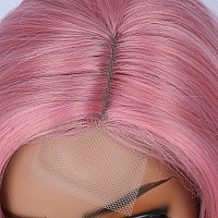 Lady Miranda Pink Wig Loose Wave Lace Part Wig Nature Curly Synthetic Heat Resistant Weave Full Wigs For Black Women Pink