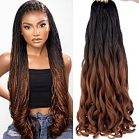 Cookoo Ombre Brown Spanish Curly Braiding Hair 22 Inch 2 Packs Precurled Loose Wave Crochet Braids Hair French Curls Crochet Br