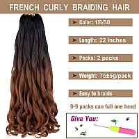 Cookoo Ombre Brown Spanish Curly Braiding Hair 22 Inch 2 Packs Precurled Loose Wave Crochet Braids Hair French Curls Crochet Br