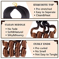 Cookoo Ombre Brown Spanish Curly Braiding Hair 22 Inch 2 Packs Precurled Loose Wave Crochet Braids Hair French Curls Crochet Br