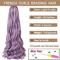 Cookoo 2 Packs Pre Stretched French Curly Braiding Hair 22 Inch Spiral Curls Braid Hair With Curly Ends Spanish Curly Braiding H