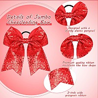 2 Packs Jumbo Cheerleading Bow 8 Inch Cheer Hair Bows Large Cheerleading Hair Bows With Ponytail Holder For Teen Girls Softball