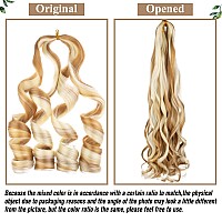 Cookoo 2 Packs Pre Stretched French Curls Braiding Hair 22 Inch Mix Blond Spiral Curls Braid Hair With Curly Ends Spanish Curly