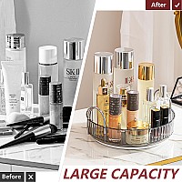 Invssene 360 Rotating Makeup Organizer Bathroom Make Up Spinning Holder Rack Large Capacity Cosmetics Storage Vanity Shelf Cou