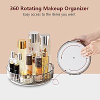 Invssene 360 Rotating Makeup Organizer Bathroom Make Up Spinning Holder Rack Large Capacity Cosmetics Storage Vanity Shelf Cou