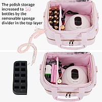 Gr69N Nail Polish Organizer Bag Fits A Nail Lamp And 50 Bottlesstylish Nail Polish Storage With Side Pockets For Gel Nail Polis