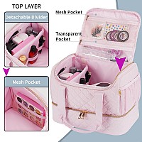 Gr69N Nail Polish Organizer Fits A Nail Lamp And 40 Bottles Stylish Nail Polish Case Organizer With Side Pockets For Gel Nail Po