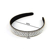 Yission 2 Pcs Headbands For Women Rhinestone Headband Pearl Head Band Glitter Crystal Headband Fashion Jeweled Headbands For Gir