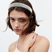 Yission 2 Pcs Headbands For Women Rhinestone Headband Pearl Head Band Glitter Crystal Headband Fashion Jeweled Headbands For Gir