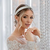 Yission 2 Pcs Headbands For Women Rhinestone Headband Pearl Head Band Glitter Crystal Headband Fashion Jeweled Headbands For Gir