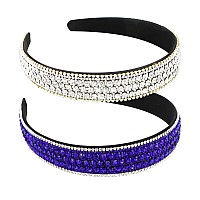 Yission 2 Pcs Rhinestone Headbands For Women Glitter Crystal Headband Fashion Jeweled Headbands For Girls Gorgeous Hair Access