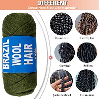 Ruiyok 2 Pcs Dark Green Brazilian Wool Hair For Braids Acrylic Hand Knitting Yarn For Crochet Braid Senegalese Twisting Jumbo Br