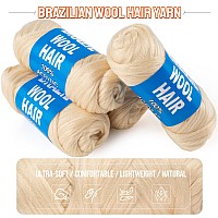 Ruiyok 4 Pcs Blonde Brazilian Wool Hair For Braids Acrylic Hand Knitting Yarn For Crochet Box Braid Senegalese Twisting Jumbo Br