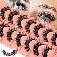 False Lashes Natural Look Fluffy Eyelashes 14Mm Dd Curl Fake Eyelashes Strip Lashes That Look Like Extensions Volume Cat Eye Las