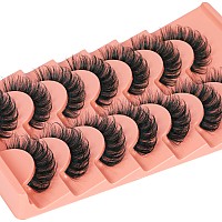 False Lashes Natural Look Fluffy Eyelashes 14Mm Dd Curl Fake Eyelashes Strip Lashes That Look Like Extensions Volume Cat Eye Las