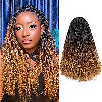 Toyotress Boho Box Braids Crochet Hair 16 Inch 8 Packs Ombre Brown Blonde Box Braids Crochet Hair Curly End Crochet Braids Pr