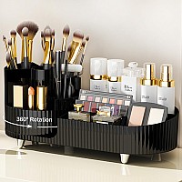 Rotating Makeup Organizer For Vanity With Brush Holder Cosmetic Makeup Storage Organizer Large Spinning Makeup Skincare Organi