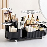 Rotating Makeup Organizer For Vanity With Brush Holder Cosmetic Makeup Storage Organizer Large Spinning Makeup Skincare Organi