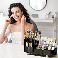 Rotating Makeup Organizer For Vanity With Brush Holder Cosmetic Makeup Storage Organizer Large Spinning Makeup Skincare Organi